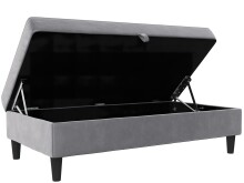 Hocker >Hannover< mit Stauraum, in Grau, Samt - 130x43x69cm (BxHxT)