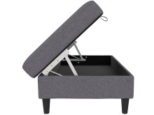 Hocker >Hannover< mit Stauraum, aus Leinen Grau - 130x43x69 (BxHxT)