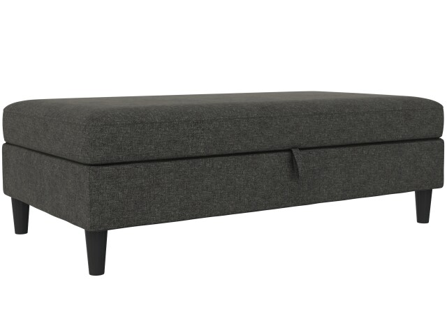 Hocker >Hannover< mit Stauraum, Bezug Leinen in Anthrazit - 130x43x69 (BxHxT)