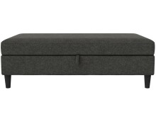 Hocker >Hannover< mit Stauraum, Bezug Leinen in Anthrazit - 130x43x69 (BxHxT)