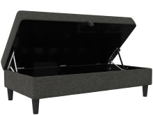 Hocker >Hannover< mit Stauraum, Bezug Leinen in Anthrazit - 130x43x69 (BxHxT)