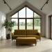 Hocker >Hannover< mit Stauraum, Bezug Leinen, Curry - 130x43x69 (BxHxT)