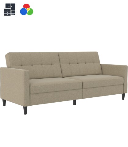 Schlafsofa >Hannover< in verschiedenen Leinen- oder Samtoptiken, auch mit Hocker - 203x82x83 (BxHxT)