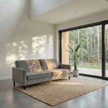 Schlafsofa >Palermo< in Grau, Samt - 207x86x86cm (BxHxT)