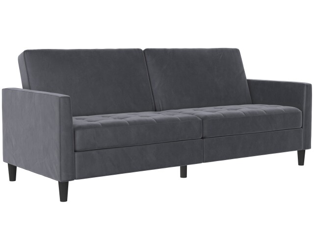 Schlafsofa >Palermo< in Anthrazit, Samt - 207x86x86cm (BxHxT)