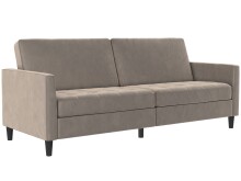 Schlafsofa >Palermo< in Taupe, Samt - 207x86x86cm...