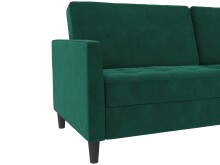Schlafsofa >Palermo< in Dunkelgrün, Samt - 207x86x86cm (BxHxT)