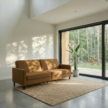 Schlafsofa >Palermo< in Leinenoptik, Curry - 207x86x86 (BxHxT)