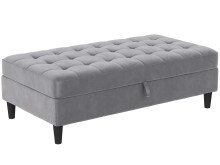 Hocker >Palermo< mit Stauraum,in Grau, Samt - 130x43x69cm (BxHxT)