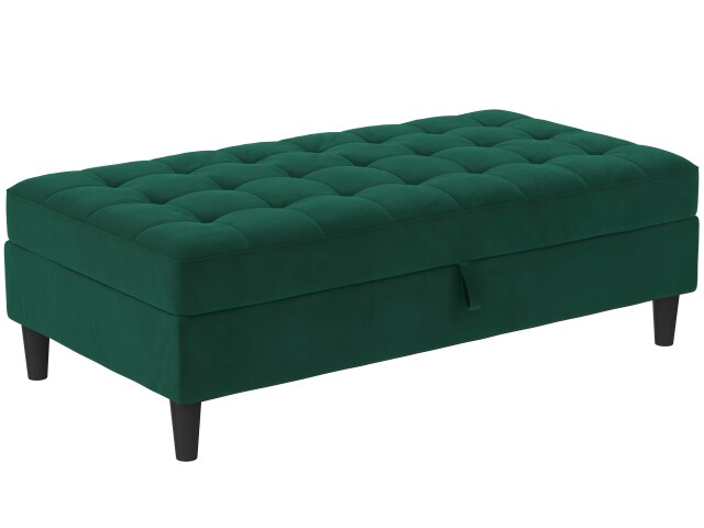 Hocker >Palermo< mit Saturaum, Farbe dunkelgrün, Samt - 130x43x69cm (BxHxT)