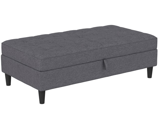 Hocker >Palermo< mit Stauraum, Webstoff in Leinenoptik Grau - 130x43x69 (BxHxT)