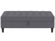 Hocker >Palermo< mit Stauraum, Webstoff in Leinenoptik Grau - 130x43x69 (BxHxT)