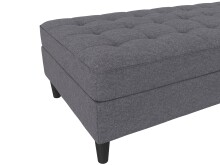 Hocker >Palermo< mit Stauraum, Webstoff in Leinenoptik Grau - 130x43x69 (BxHxT)