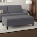 Hocker >Palermo< mit Stauraum, Webstoff in Leinenoptik Grau - 130x43x69 (BxHxT)