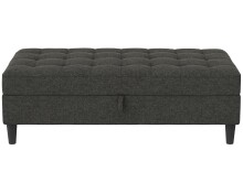 Hocker >Palermo< mit Sztauraum, Leinenstoff-Optik anthrazit - 130x43x69 (BxHxT)