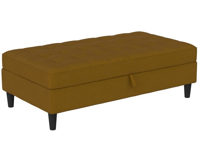 Hocker >Palermo< mit Stauraum, Webstoff in Leinenoptik Curry - 130x43x69 (BxHxT)