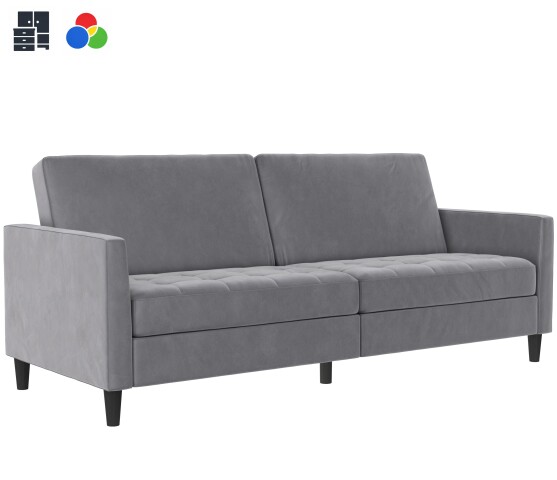Schlafsofa >Palermo< in verschiedenen Leinen- und Samtoptiken, auch mit Hocker oder als Ecke - 207x86x86cm (BxHxT)