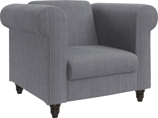 Loungesessel >Firenze II< Relaxfunktion, in Grau, Cord - 111x83x87cm (BxHxT)