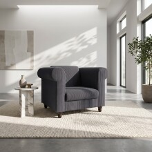 Loungesessel >Firenze II< Relaxfunktion,  Anthrazit, Cord - 111x83x87cm (BxHxT)