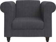 Loungesessel >Firenze II< Relaxfunktion,  Anthrazit, Cord - 111x83x87cm (BxHxT)