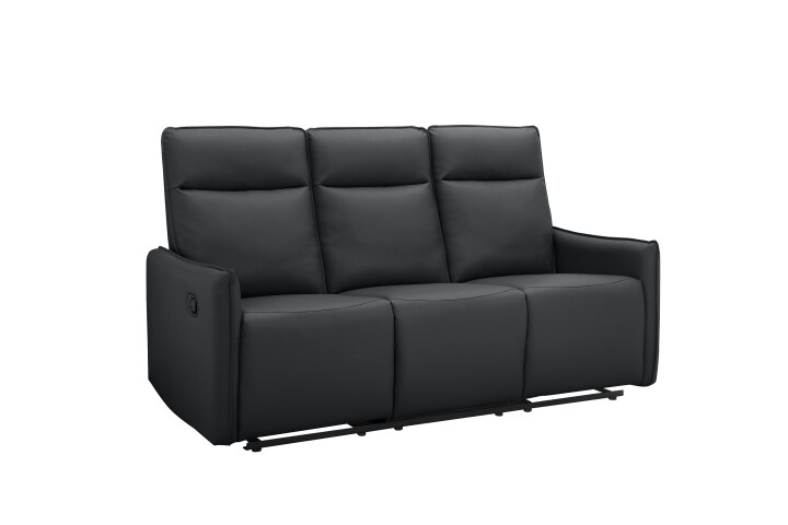 3-Sitzer >Lübeck< Relaxfunktion, Schwarz, Polyurethan - 180x120x86cm (BxHxT)
