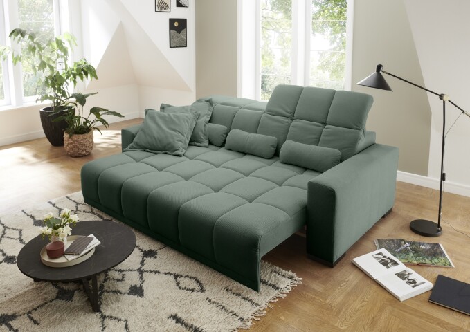 Big-Sofa >Maggy< Sitztiefen / Kopfteilverstellung, Curio grün - 242x110x121cm (BxHxT)