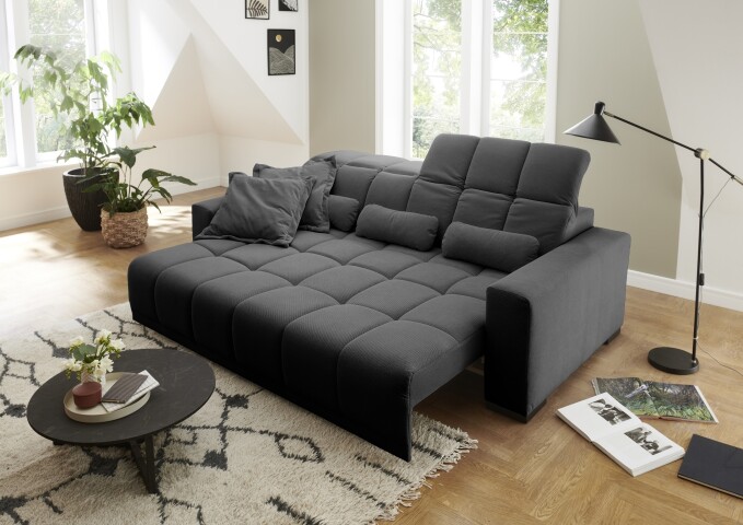 Big-Sofa >Maggy< inkl. Verstellungen, Curio dunkelgrau - 242x110x121cm (BxHxT)
