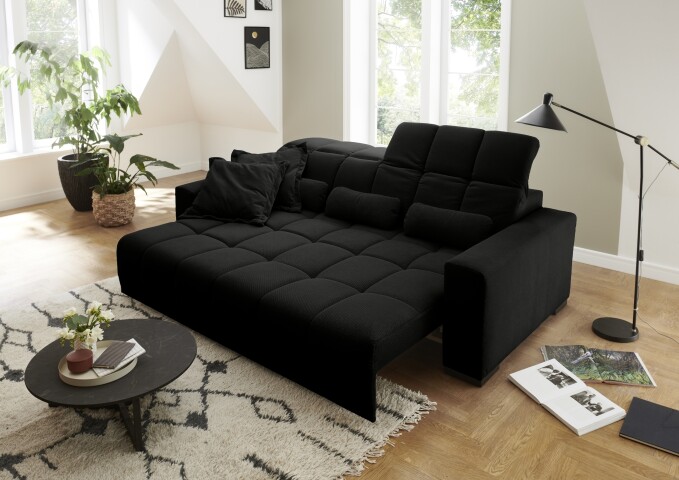 Big-Sofa >Maggy< inkl. Verstellungen, Curio schwarz - 242x110x121cm (BxHxT)
