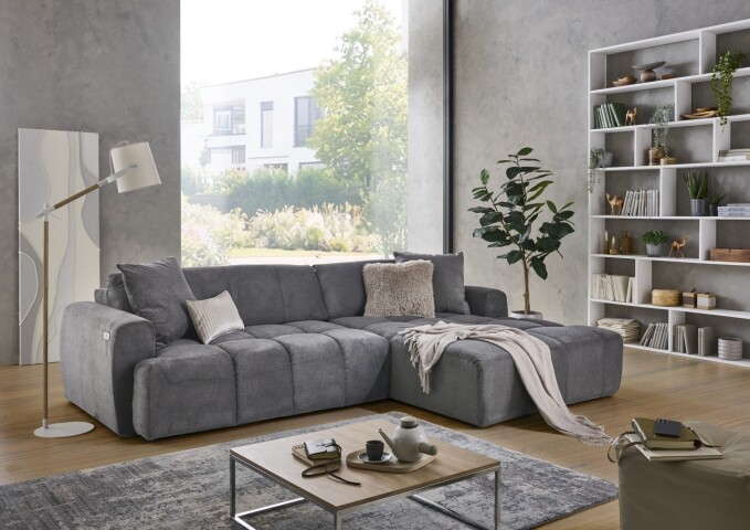 Polstergarnitur >Bendik< Sitztiefenverstellung, Vinci grau - 288x86x202cm (BxHxT)