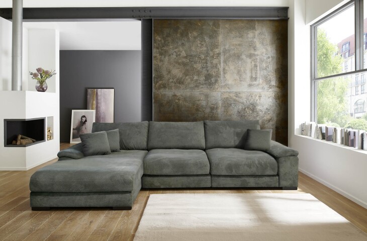 Polsterecke >Anselm< in grau, Onega - 323x90x177cm (BxHxT)