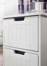 Badschrank Landhaus Badezimmerschrank Holz weiß Schubladen