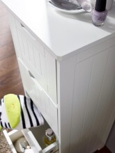 Badschrank Landhaus Badezimmerschrank Holz weiß Schubladen