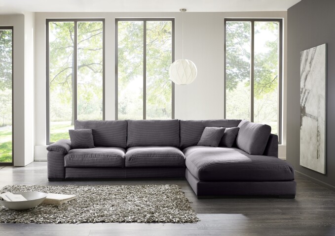 Polsterecke >Anselm< in grau, Cord Hydra - 333x90x223cm (BxHxT)