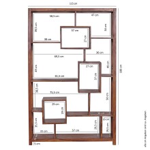 Bücherregal >WL1.207< in Braun Sheesham, Massivholz - 115x180x40cm (BxHxT)