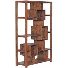 Bücherregal >WL1.207< in Braun Sheesham, Massivholz - 115x180x40cm (BxHxT)