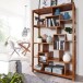 Bücherregal >WL1.207< in Braun Sheesham, Massivholz - 115x180x40cm (BxHxT)