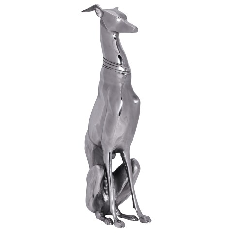 Dekofigur >WL1.251< "Dog" in Silber, Aluminium - 18x70x25cm (BxHxT)