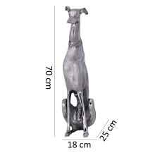 Dekofigur >WL1.251< "Dog" in Silber, Aluminium - 18x70x25cm (BxHxT)