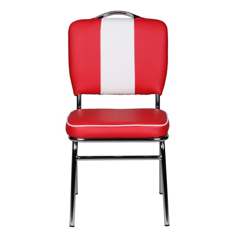 Esszimmerstuhl >WL1.715< in Rot / Weiss - 47x90x45cm (BxHxT)