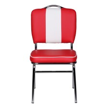 Esszimmerstuhl >WL1.715< in Rot / Weiss - 47x90x45cm (BxHxT)