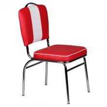 Esszimmerstuhl >WL1.715< in Rot / Weiss - 47x90x45cm (BxHxT)