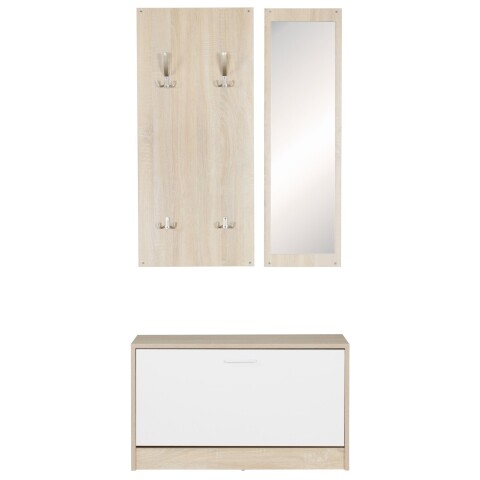 Kompaktgarderobe >SALERNO< in sonoma Eiche Dekor / weiss - 80x180x27cm (BxHxT)