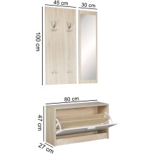 Kompaktgarderobe >SALERNO< in sonoma Eiche Dekor / weiss - 80x180x27cm (BxHxT)