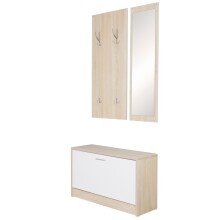 Kompaktgarderobe >SALERNO< in sonoma Eiche Dekor / weiss - 80x180x27cm (BxHxT)