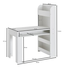 Kinderschreibtisch >WL6.388< mit Regal, in Weiß - 90x110x50cm (BxHxT)