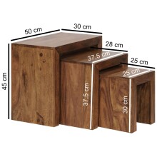 Satztisch >MUMBAI< in Braun, Massivholz - 30x45x50cm (BxHxT)
