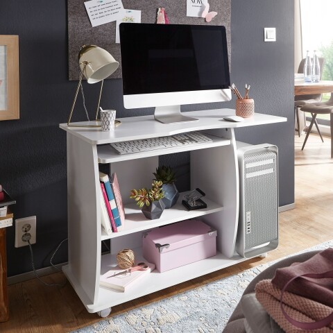 Schreibtisch >GRASSE< in Weiß - 90x71x50cm (BxHxT)