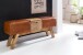 Sitzbank >WL5.098< in Braun, Echtleder / Massivholz Mango - 120x53x29cm (BxHxT)