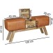 Sitzbank >WL5.098< in Braun, Echtleder / Massivholz Mango - 120x53x29cm (BxHxT)