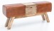 Sitzbank >WL5.098< in Braun, Echtleder / Massivholz Mango - 120x53x29cm (BxHxT)